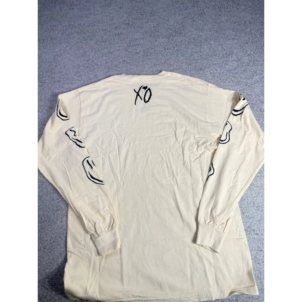 The Weeknd XO Nav Good Intentions‎ Long Sleeve Shirt Cream Smiley Face Mens M